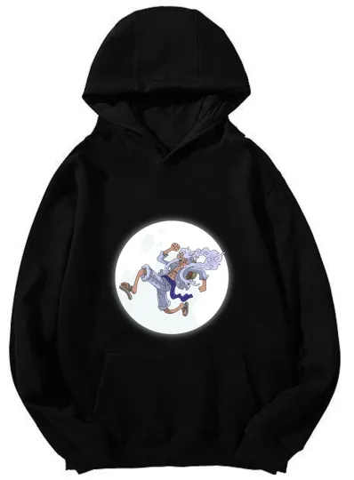 Luffy Gear 5 One Piece Hoodie - Glowing Moon Design Unisex Hooded Sweatshirt
