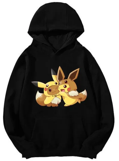 Poket mons Pika & Eevee Cosplay Hoodie - Poket mons Design Unisex Hooded Sweatshirt