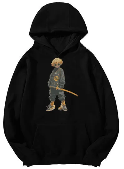 Discover Streetwear Anime Samurai Graphic Hoodie