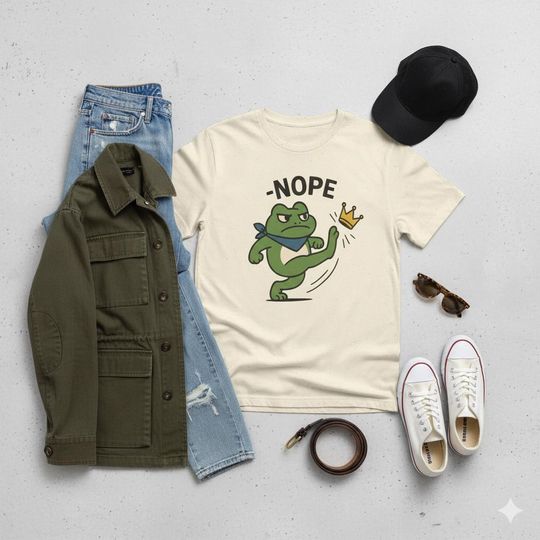 Discover NO KINGS Tee Portland Frog Tshirt, Vintage Retro Animal Shirt, Cool Streetwear Cotton Top, Gift