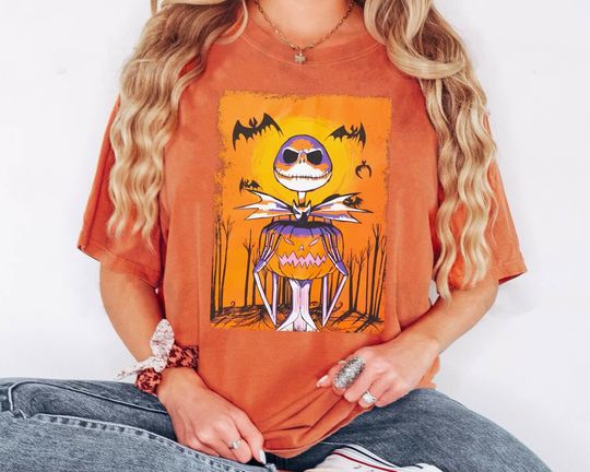 Discover Jack Skellington Pumpkin Halloween Comfort Colors Shirt, Nightmare Before Christmas T-shirt, Disney Spooky Tee, Disneyland Oogie Boogie Bash