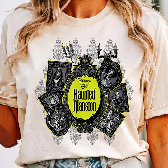 Discover Vintage The Haunted Mansion Characters Portraits T-shirt, Halloween Disney Ghost Tee, Foolish Mortals, Disneyland Family Trip Matching 2025
