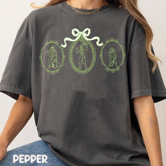 Discover Coquette Bow Haunted Mansion Hitchhiking Ghosts Shirt, Disney Halloween Party T-shirt, Welcome Foolish Mortals Tee, Disneyland Fall Trip
