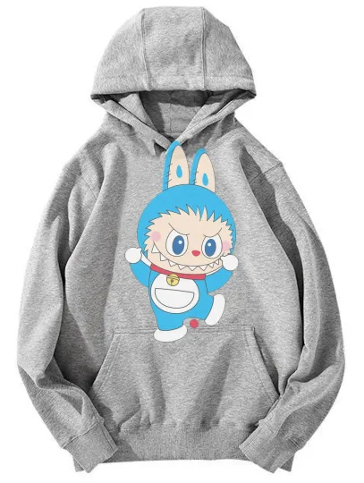 Doraemon x Rabbit-Ear Cartoon Graphic Hoodie