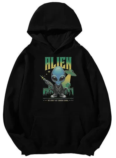 Discover Unisex "Alien" UFO Graphic Hoodie – Sci-Fi Streetwear