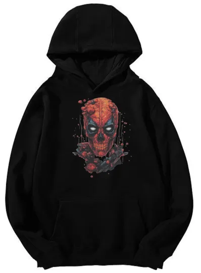Discover Unisex Deadpool Horror Skull Graphic Hoodie – Marvel Fan Streetwear
