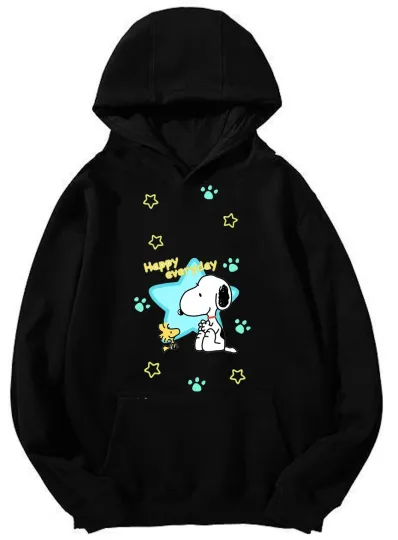 Discover Snoopy Happy Everyday Hoodie - Peanuts Star & Paws Design Unisex Hoodie