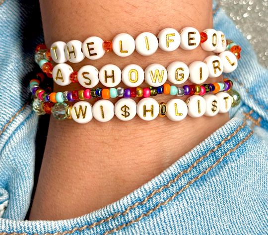 Discover Showgirl Bracelet Stack -  Rose Gold or Sterling Silver Accents, Custom Word Set