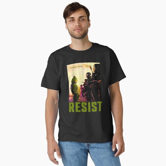 Discover Resist Portland Frog Protest,Anti ICE Anti Fascism Vintage Activist , Resistance  Classic T-Shirt