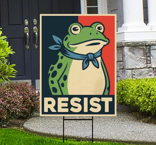 Discover Portland Frog Anti-ICE Protest Yard Sign - Anti-Trump, No Kings In America, Protect Democracy, Resist Fascism Yard Sign with Metal H-Stake