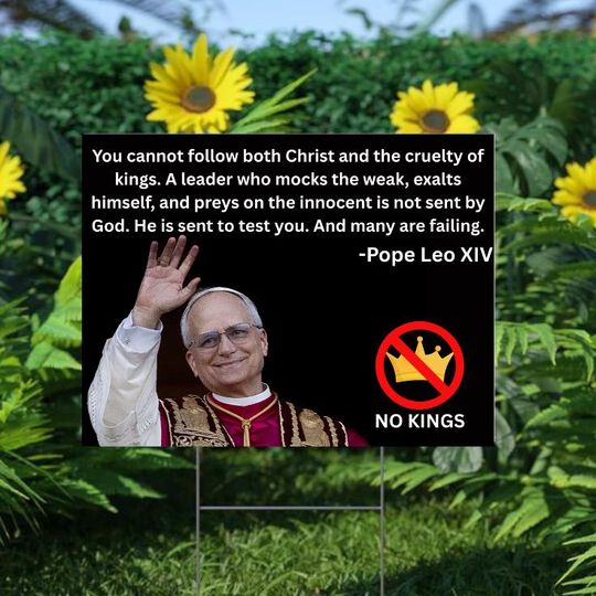 Discover No Kings In America Yard Sign, Pope Leo XIV, 24" x 18" Yard Sign, Anti-Trump, Anti Fascist, Anti King, Anti Dictator, FDT Yard Decor