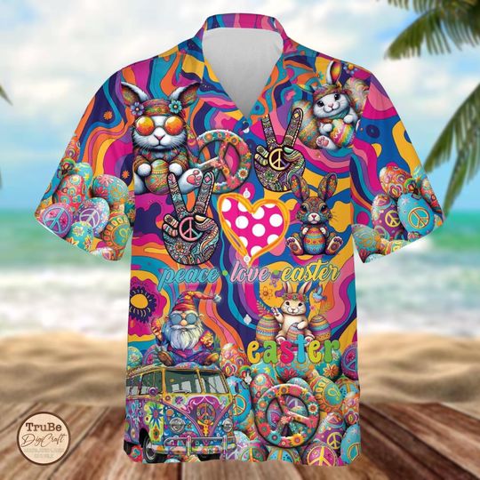 Discover Hippie Easter Aloha Shirt, Bunny Hawaiian Shirt