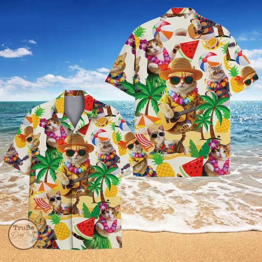 Discover Tropical Cat Hawaiian Shirt, Aloha Summer Beach Button-Down