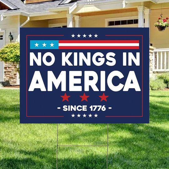 Discover No Kings In America Yard Sign - Resist Hate Lawn Sign, Anti-Trump Sign, Resist Racism, Resist Fascism Yard Sign with Metal H-Stake