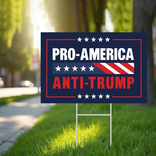 Discover Pro American Anti Trump Yard Sign, Political Protest Sign, No MAGA Yard Sign, Pro Democracy Lawn Sign, Freedom Yard Sign, Political Decor
