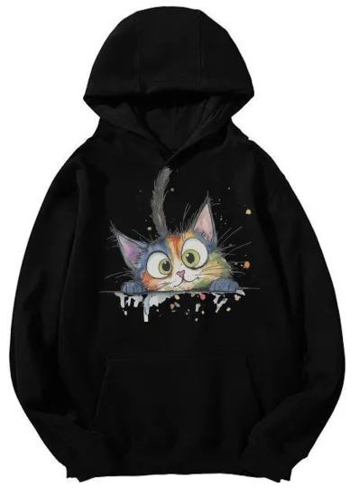 Discover Colorful Peeking Kitten Graphic Unisex Hoodie