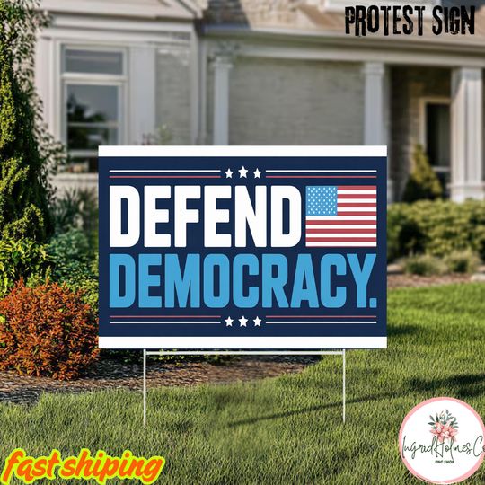 Discover Defend Democracy Yard Sign,  Resist Hate Lawn Sign, Anti-Trump Garden Sign, Resist Racism Yard Sign, Protect Democracy Yard Sign, Anti Maga