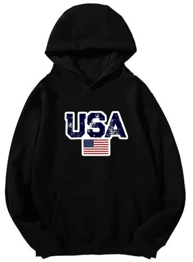 Discover USA Flag Graphic Hoodie - Distressed Patriotic Design Unisex Hooded Sweatshirt