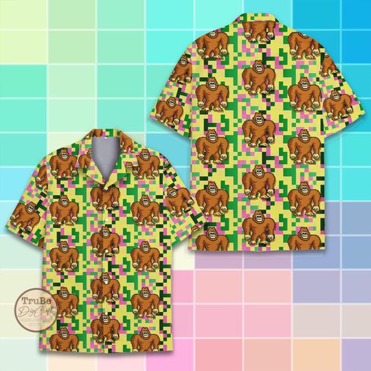 Discover Pixel Bigfoot Hawaiian Shirt: Summer Aloha Sasquatch Outfit