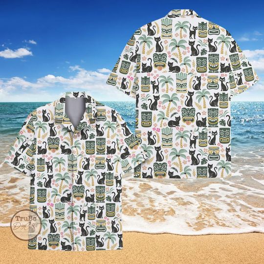 Discover Retro Tiki Cat Hawaiian Shirt: Aloha Summer Vacation Outfit