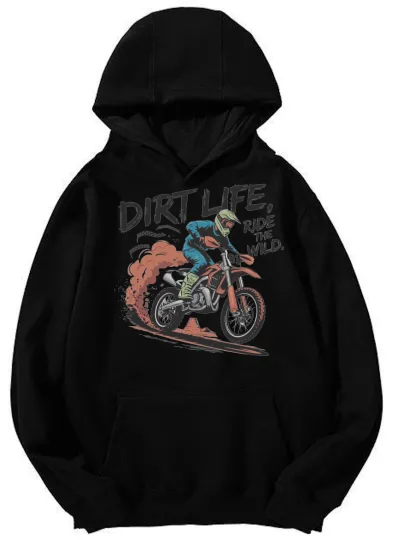 Discover Unisex "Dirt Life, Ride The Wild" Motocross Graphic Hoodie
