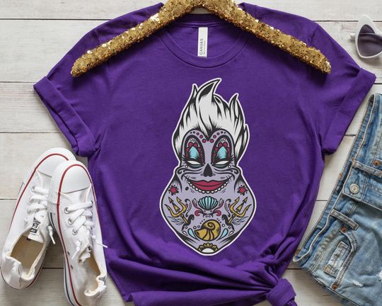 Discover Ursula Sugar Skull Shirt, The Little Mermaid T-shirt, Disney Halloween Villains Shirt