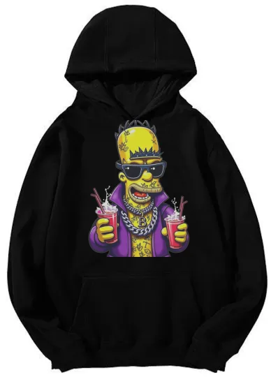 Unisex Hip-Hop Bart Simpson Graphic Hoodie – The Simpsons Streetwear