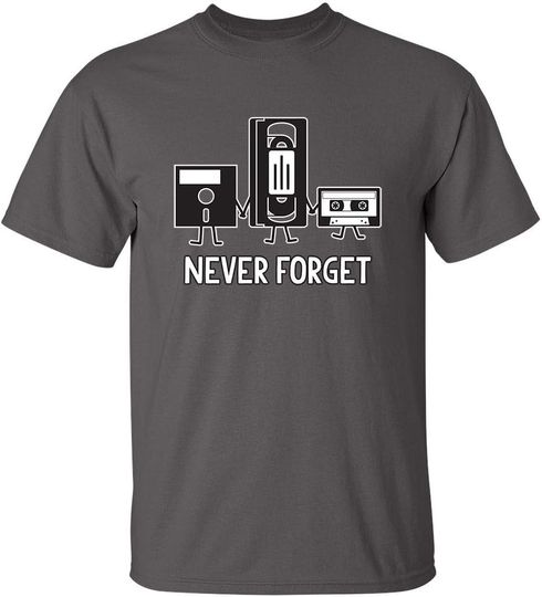Discover Never Forget Mens Cassette Tape VHS Music Old School Mens Retro Funny T Shirt
