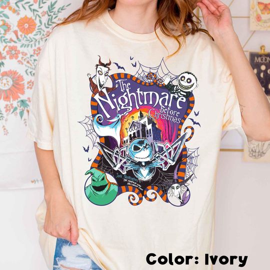 Vintage Nightmare Before Christmas T-shirt, Jack Skellington Lock Shock Barrel Tee