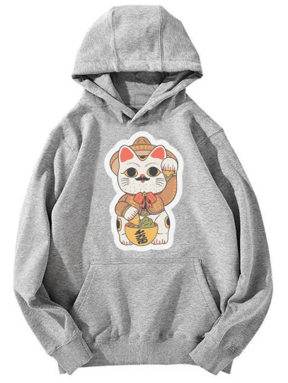 Discover Unisex Mexican - Style Lucky Cat Graphic Hoodie