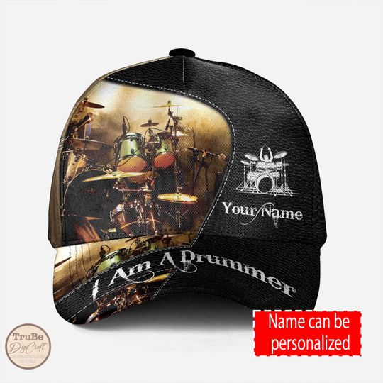 Discover Personalized Drummer Baseball Cap: Custom Name Drum Set Hat
