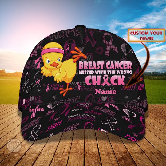 Personalized Breast Cancer Awareness Baseball Cap, Pink Ribbon Warrior Gift