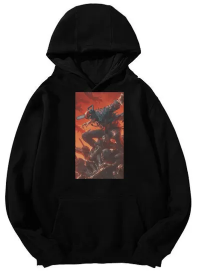 Chainsaw Action Scene Anime Graphic Hoodie