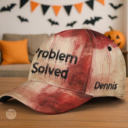Discover Personalized Horror Halloween Baseball Cap: Custom Name Spooky Hat