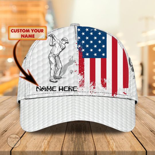 Discover Personalized US Flag Golf Cap: Custom Name, Adjustable Baseball Hat