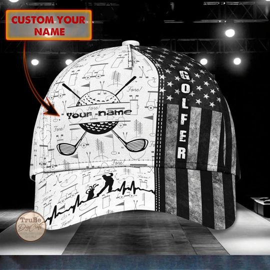 Discover Personalized US Flag Golf Hat: Custom Name Adjustable Baseball Cap