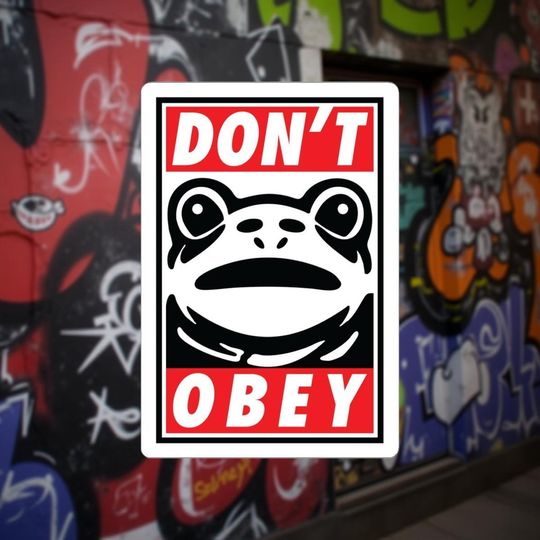Discover Don't Obey - Portland Frog I.C.E. Protest - Antifa/Anti-fascist ICE Sticker - Water/UV Resistant Sticker