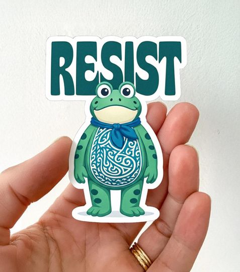 Discover Portland Frog Protester Kiss-Cut Sticker, Anti ICE Sticker, Anti Establishment, Resistance, Anti ICE Sticker, Pro Immigrant Sticker