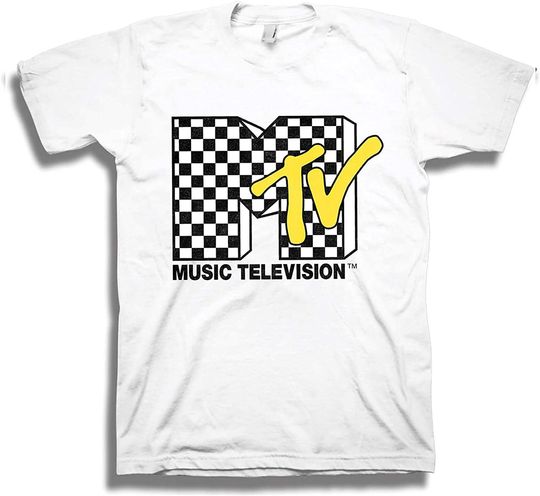 MTV Men’s Checkerboard T-Shirt 1980s 1990s Music Television Shirt