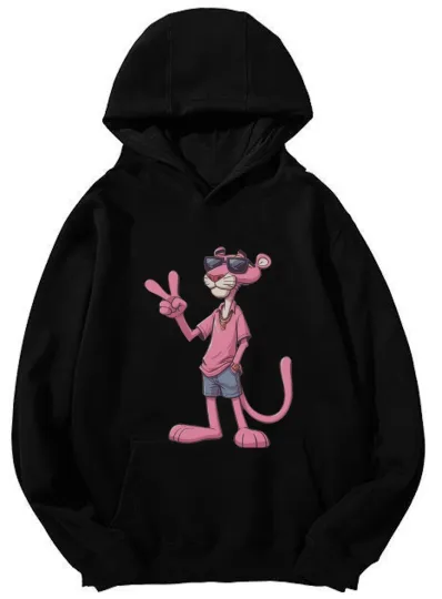 ChromaEdge Unisex Hoodie – Cool Pink Panther Cartoon with Sunglasses Pullover