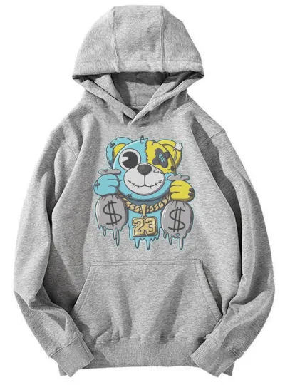 Discover Streetwear Cartoon Bear with Money Bags Hoodie