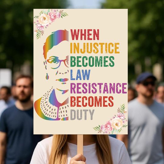 Discover When Injustice Becomes Law Protest Sign, Resistance Becomes Duty Protest Poster, Anti-Trump Sign, Political Activist Poster, Rally Sign