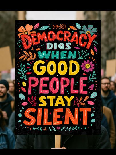 Protect Democracy Protest Poster, No Kings Rally Day Protests Sign, Anti-Trump, Political Activist Poster, Rally Sign, Resist Fascism Poster