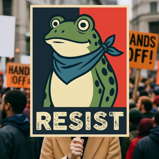 Discover Portland Frog Anti-ICE Protest Sign, Anti-Trump, No Kings In America, Protect Democracy Political Activist Poster, Resist Fascism Rally Sign