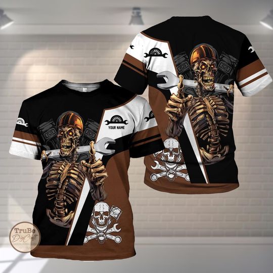 Personalized Skull Mechanic 3D Shirt