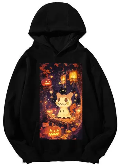 Halloween Mimikyu Pumpkin Forest Hoodie - Enchanted Night Design Unisex Hoodie