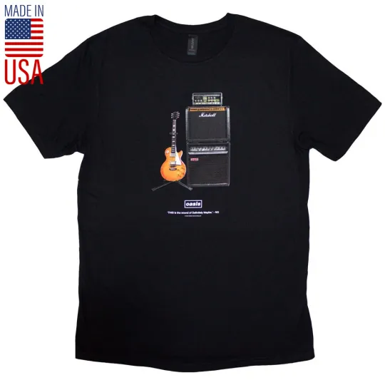 Discover Official Oasis Definitely Maybe Guitar Tour 2025 Black T-Shirt