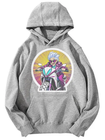 Discover Unisex Cool Grandma on Motorcycle Graphic Hoodie
