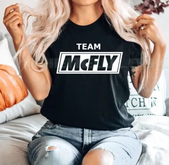 Discover Team McFly White T-Shirt - Busted Vs McFly 2025 Tour Kids Music Concert