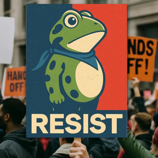 Discover Portland Frog Anti-ICE Protest Sign, Anti-Trump Sign, No Kings, Protect Democracy Political Activist, Fuck Trump